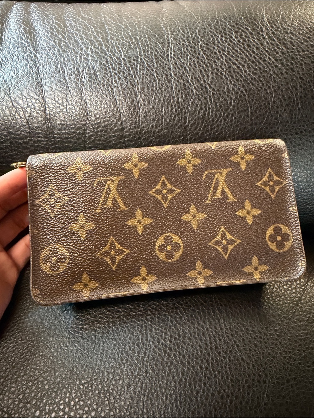Louis Vuitton Monogram Canvas Zip-Around Wallet in Brown and Gold
